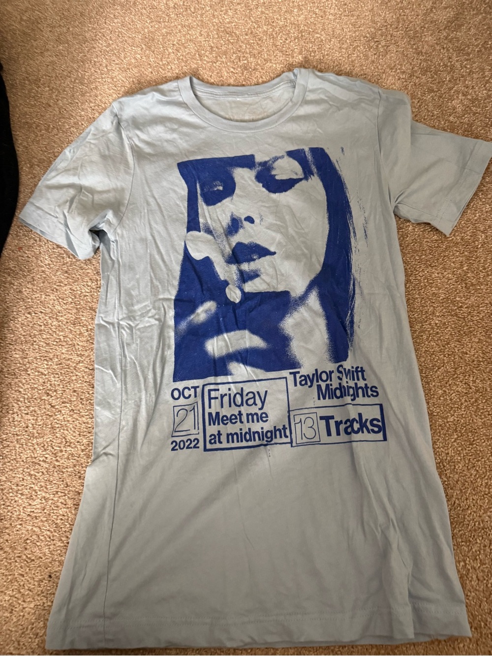 Taylor Swift Light Blue Tee with Dark Blue Graphic